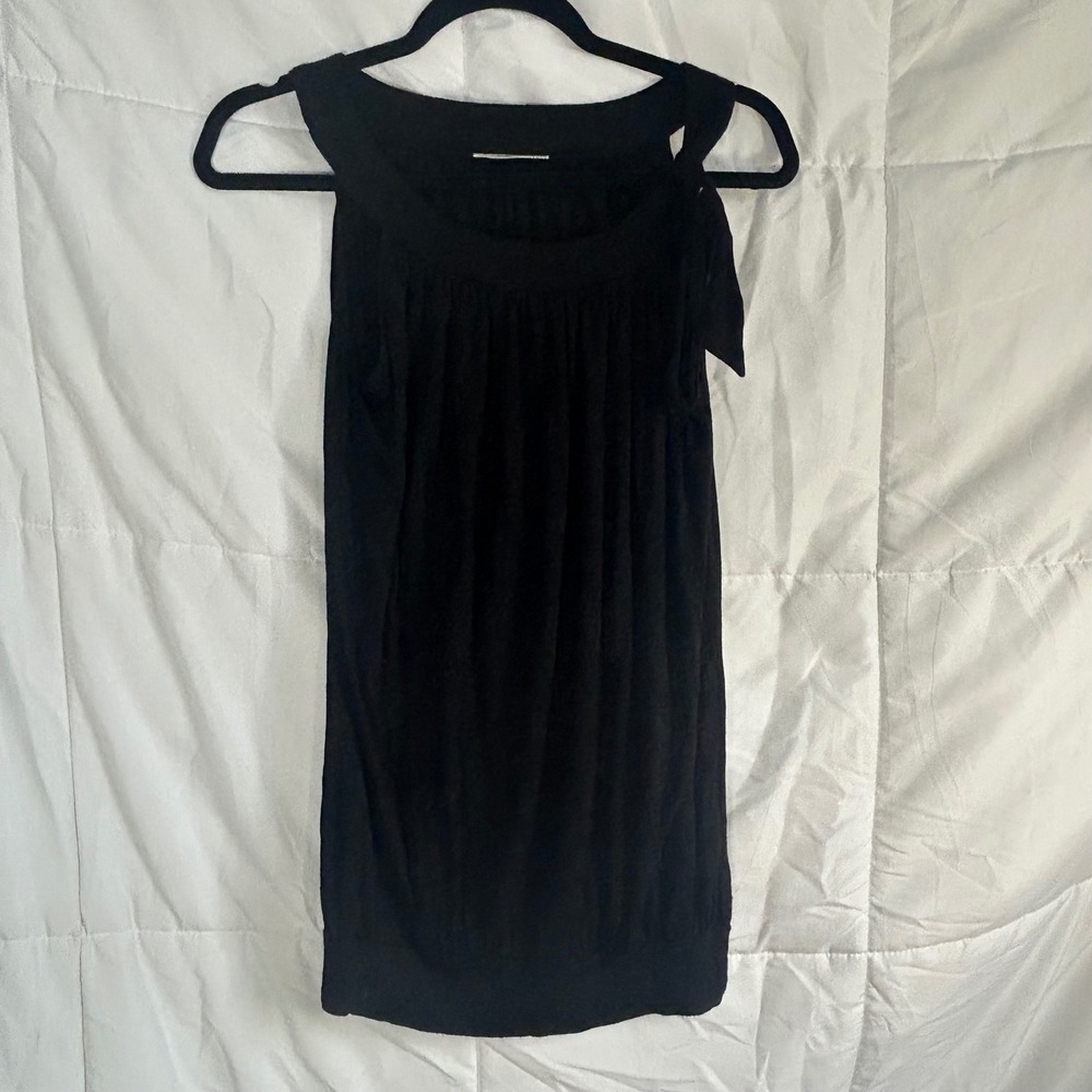 Soprano Black‎ Sleeveless Tie Shoulder Gathered Neckline Tunic Top Womens S